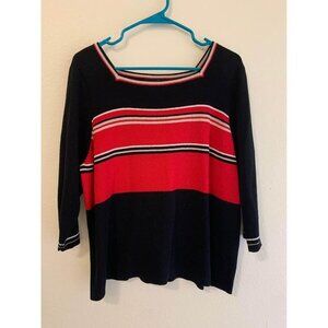 Valencia Knit Sweater Top Womens Size 18/20 Business Casual Red Black